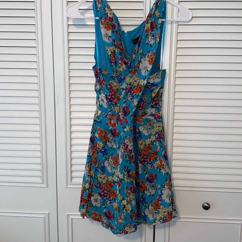 Topshop Blue Floral Romper with Cutout Detail